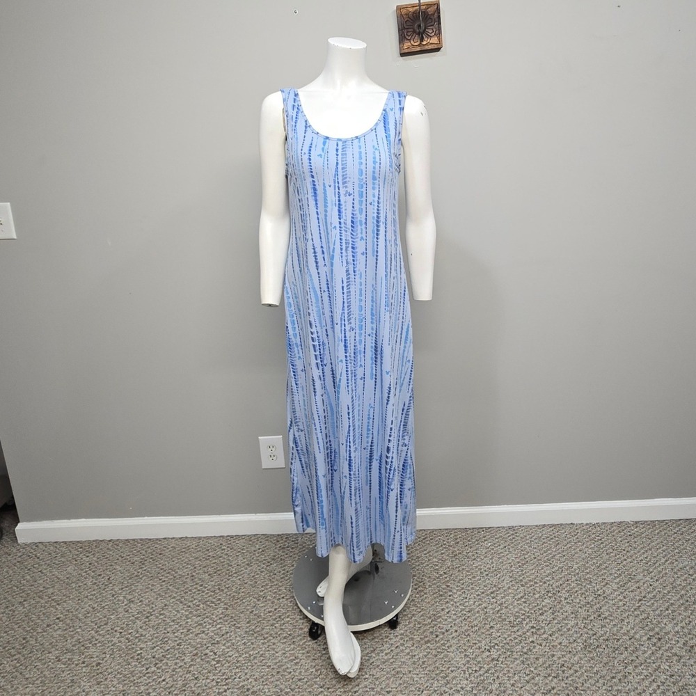 UNIQLO + Disney Maxi Dress Large Blue Hidden Mickey Mouse Built In Bra Resort